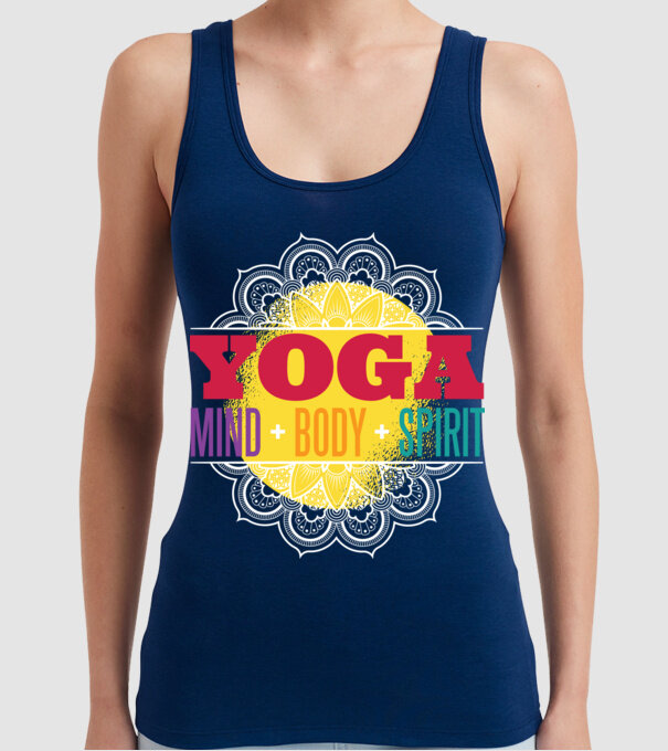 Valori yoga model albastru închis pe tricou