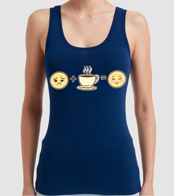 Cafea Fericire model albastru închis pe tricou