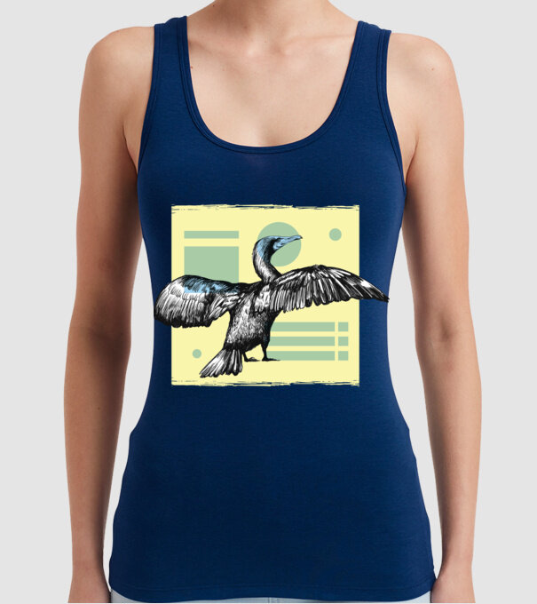 Pasăre cormoran model albastru închis pe tricou