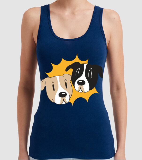 Capete de câini model albastru închis pe tricou