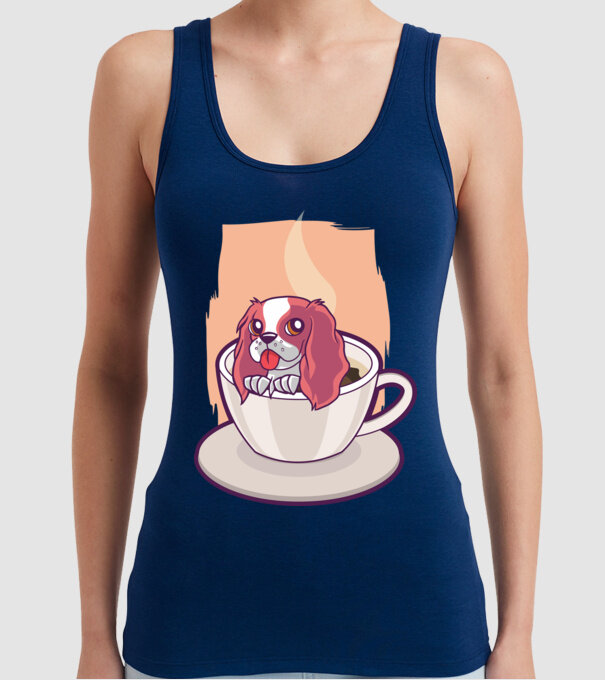 Cafea câine model albastru închis pe tricou