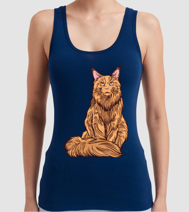 Pisică Maine Coon model albastru închis pe tricou