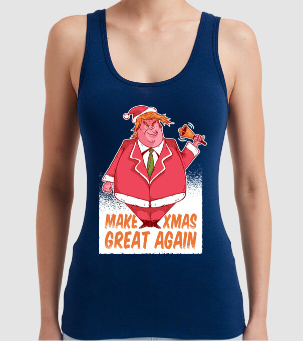 Make Xmas Great again Trump tricou amuzant Crăciun model albastru închis pe tricou