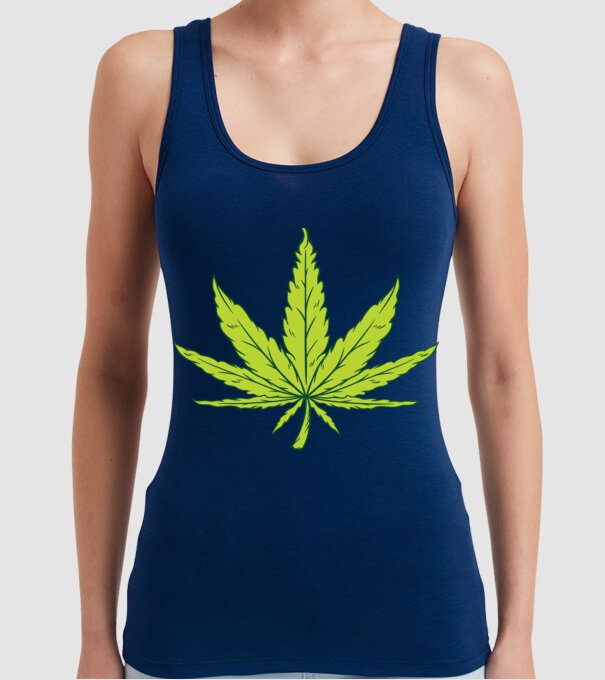 Frunză de marijuana model albastru închis pe tricou