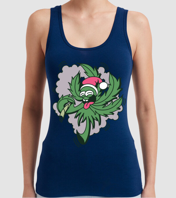 Marijuana Santa model albastru închis pe tricou