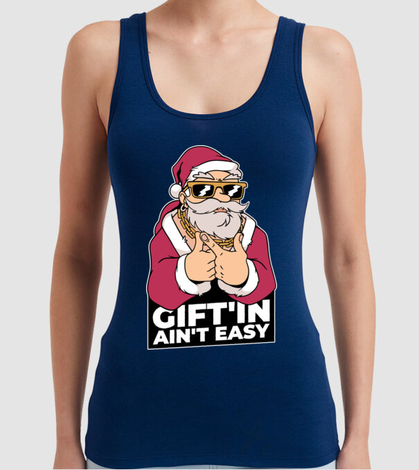 Moș Crăciun Gangster - tricou amuzant Crăciun model albastru închis pe tricou