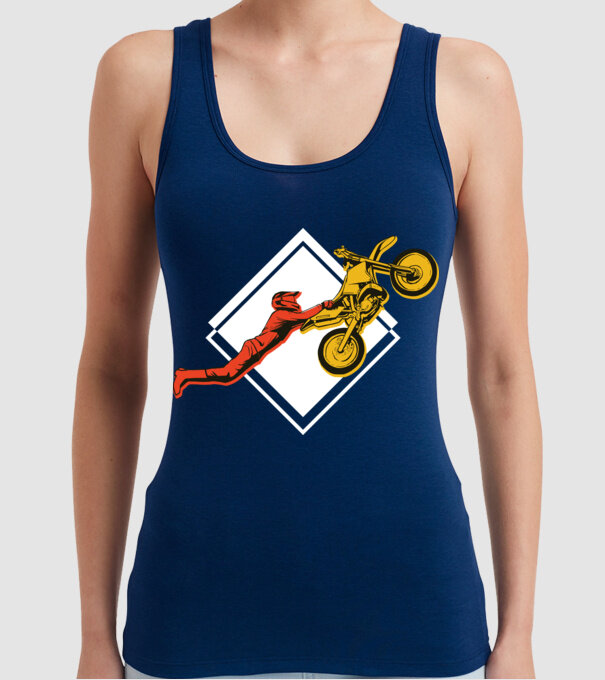 Săritură motocicletă model albastru închis pe tricou