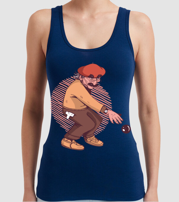 Petanque bătrân model albastru închis pe tricou