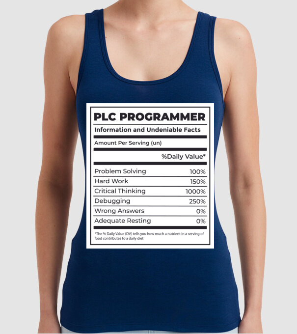 Programator PLC model albastru închis pe tricou