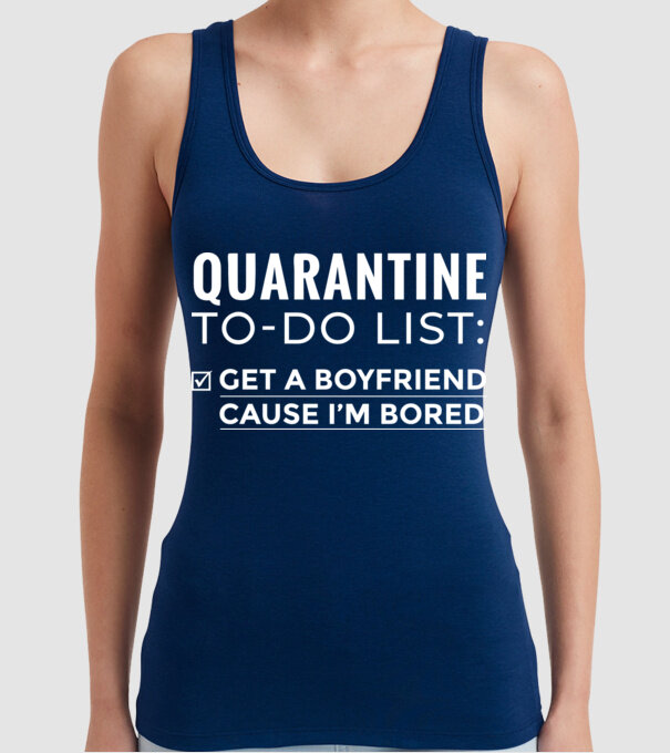 Quarantine to do list model albastru închis pe tricou