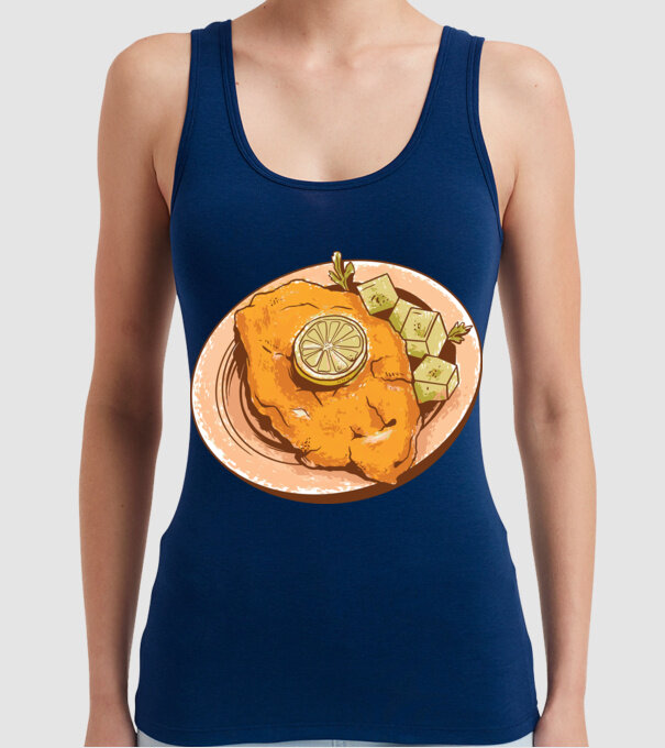 Șnițel vienez Wiener Schnitzel model albastru închis pe tricou