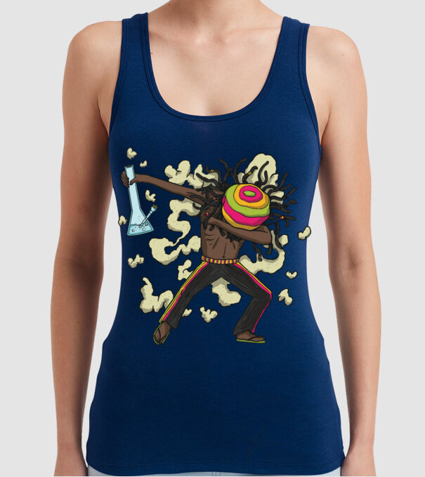 Dreadlock DAB model albastru închis pe tricou