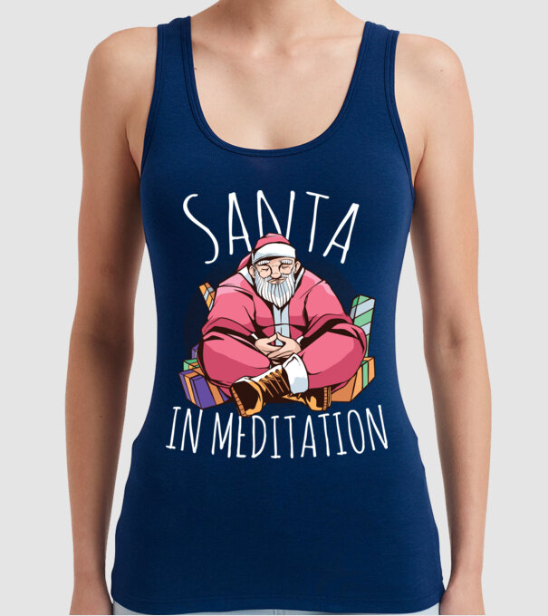 Santa Meditație model albastru închis pe tricou