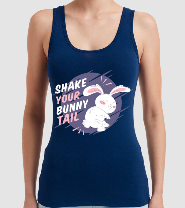 Shake your bunny tail model albastru închis pe tricou
