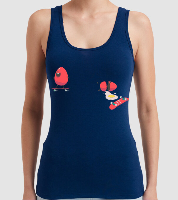 Skateboard Eggs model albastru închis pe tricou