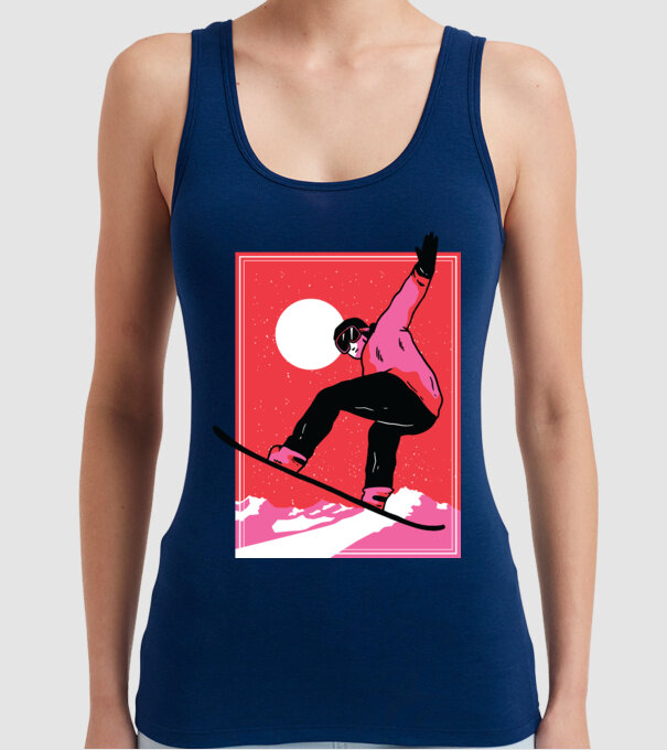 Snowboard poster model albastru închis pe tricou