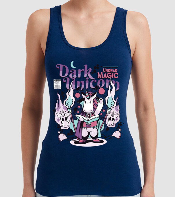 Magie neagră Unicorn model albastru închis pe tricou