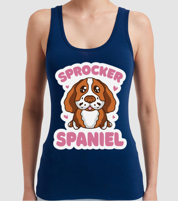 Sprocker Spaniel model albastru închis pe tricou