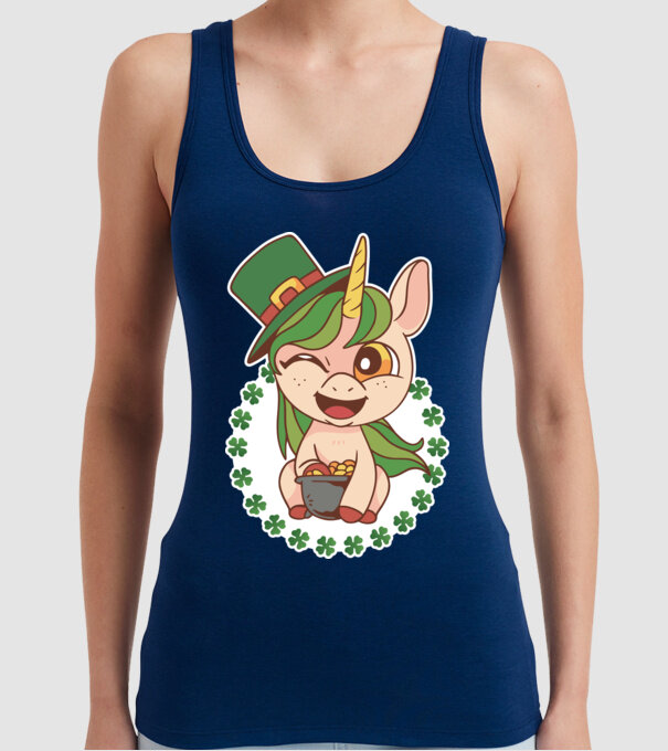St Patrick Unicorn model albastru închis pe tricou
