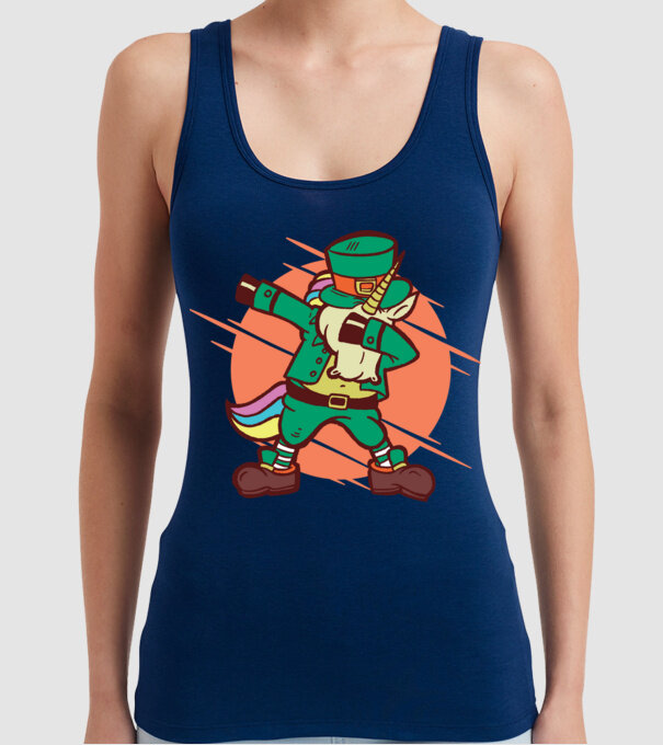 St Patrick Unicorn DAB model albastru închis pe tricou