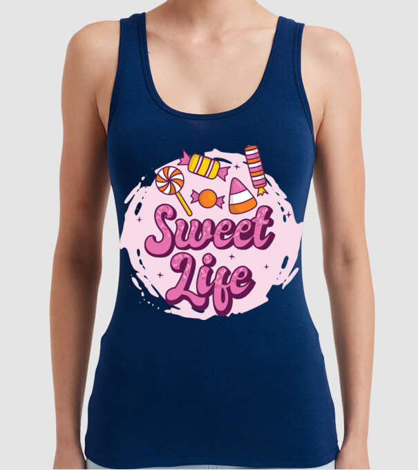 Sweet Life - Viață dulce model albastru închis pe tricou