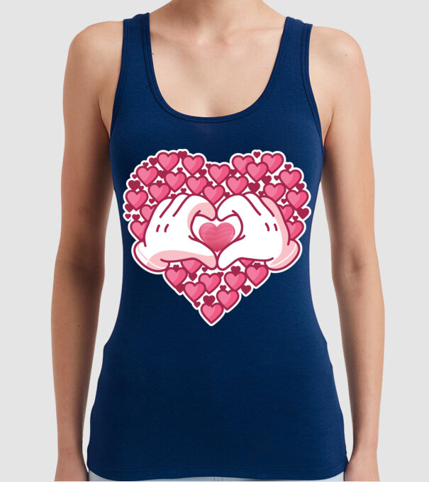 'Inimi îndrăgostite pentru Valentine''s Day' model albastru închis pe tricou