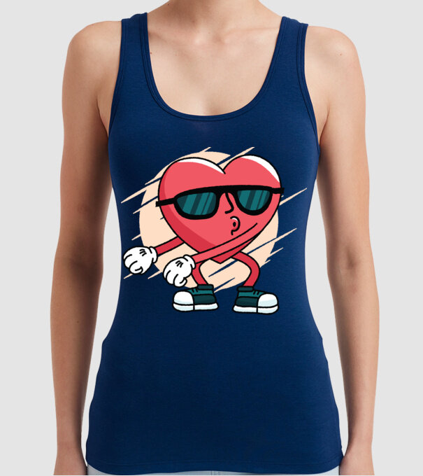 Inimă DAB Floss Heart tricou model albastru închis pe tricou