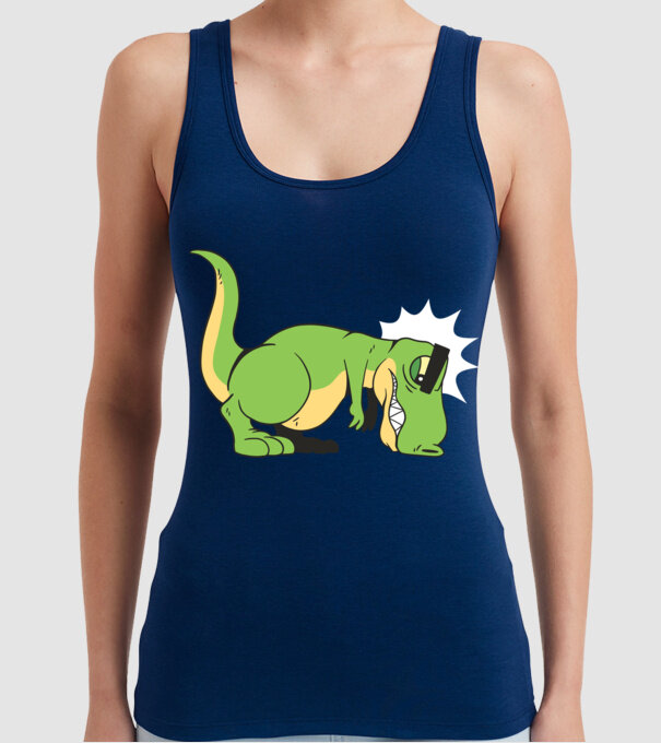 T-rex Push-up model albastru închis pe tricou