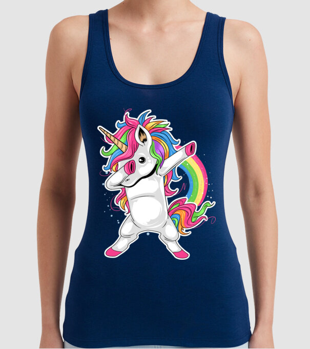 Unicorn Dab model albastru închis pe tricou
