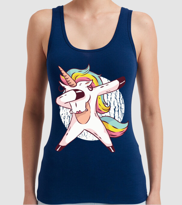 Unicorn DAB model albastru închis pe tricou