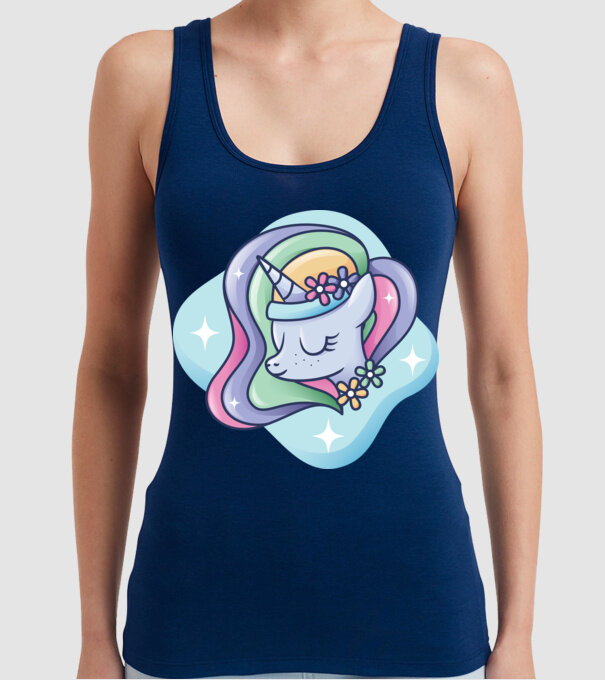 Cap de unicorn model albastru închis pe tricou
