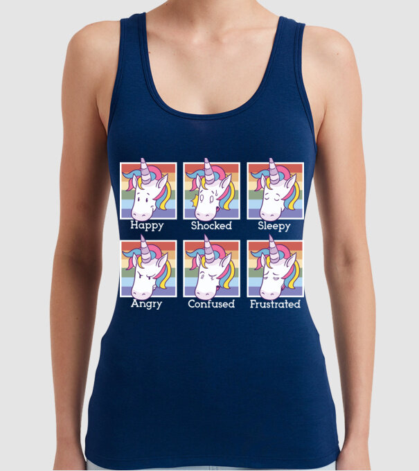 Capete de unicorn model albastru închis pe tricou