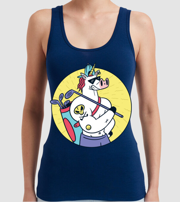 Unicorn Golf model albastru închis pe tricou