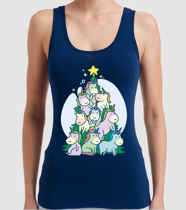 Unicorn pom de Crăciun model albastru închis pe tricou