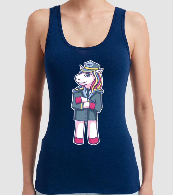 Unicorn Pilot model albastru închis pe tricou