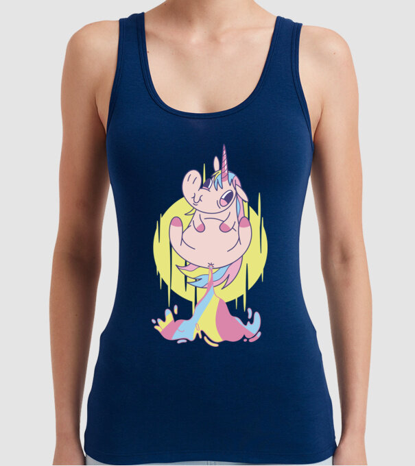 Bășină Unicorn model albastru închis pe tricou