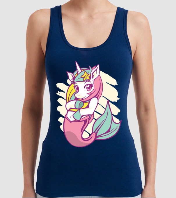 Unicorn Sirenă model albastru închis pe tricou