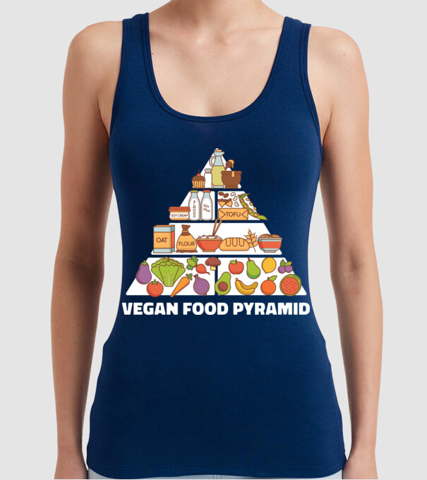 Piramidă vegan model albastru închis pe tricou