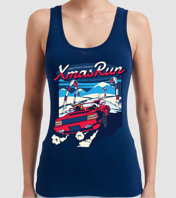 Xmas Outrun Retro Jucărie Crăciun model albastru închis pe tricou