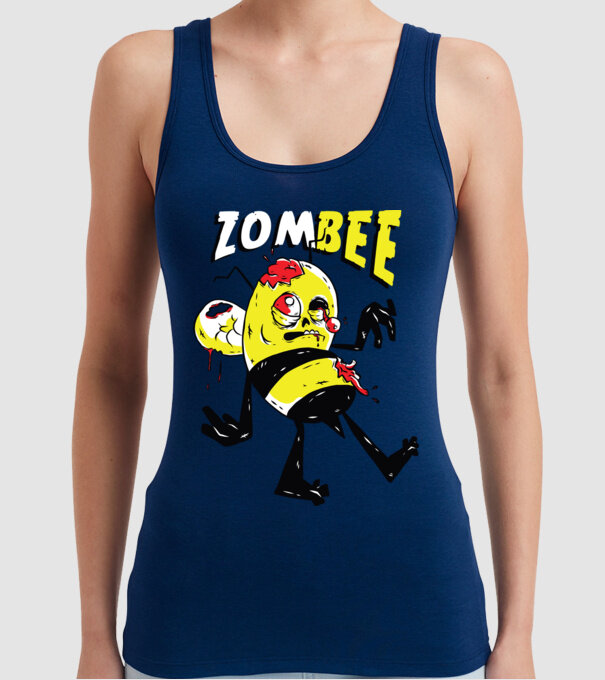 Zombee Albină Zombie model albastru închis pe tricou