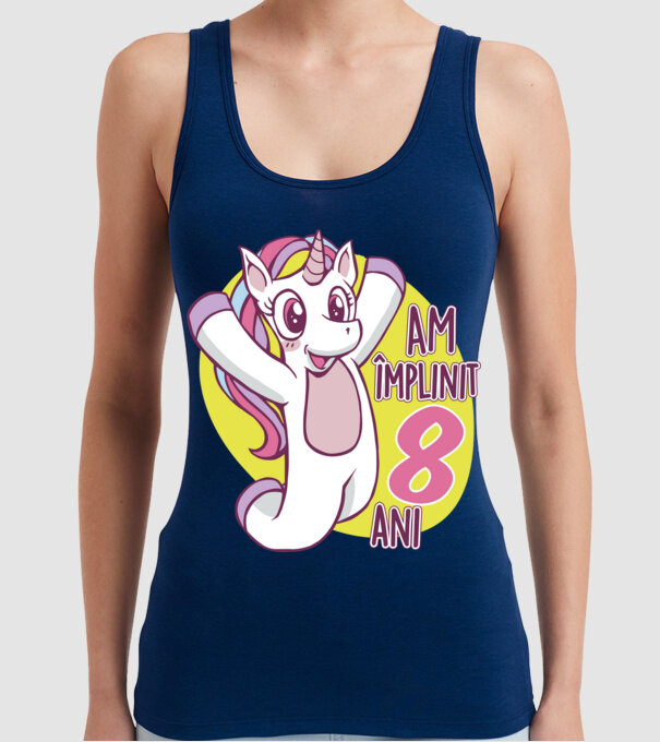 Am împlinit 8 ani model albastru închis pe tricou