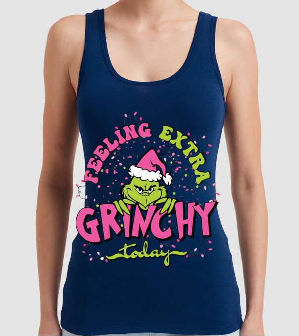 Feeling extra Grinchy today model albastru închis pe tricou