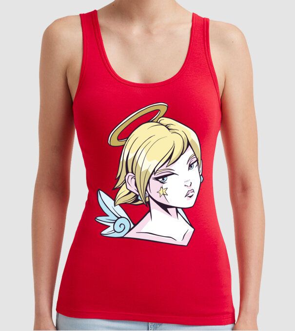 Anime Fată angelică model roșu pe tricou