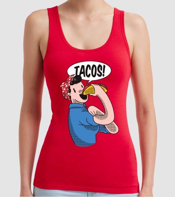 Tacos feminism model roșu pe tricou