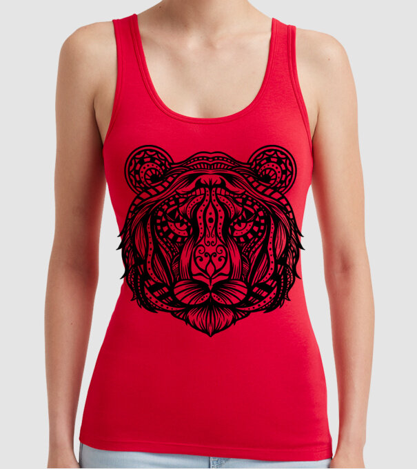 Tigru Mandala model roșu pe tricou
