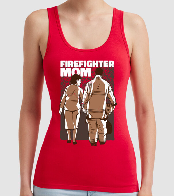 Mama de pompier model roșu pe tricou