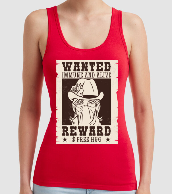 Afiș Wanted - Îmbrățișări gratuite model roșu pe tricou