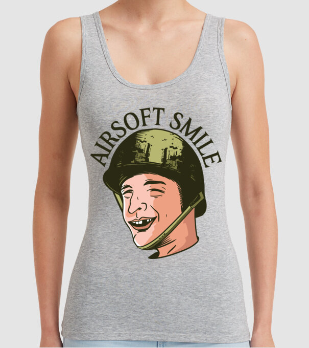 Zâmbet Airsoft model gri pe tricou