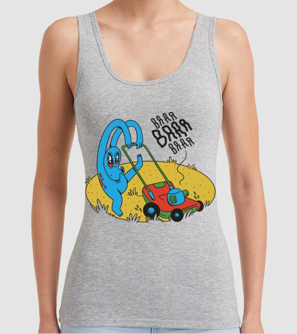 Alien cu Mașină de tuns iarba model gri pe tricou