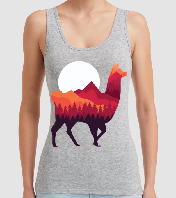 Pădure Alpaca model gri pe tricou